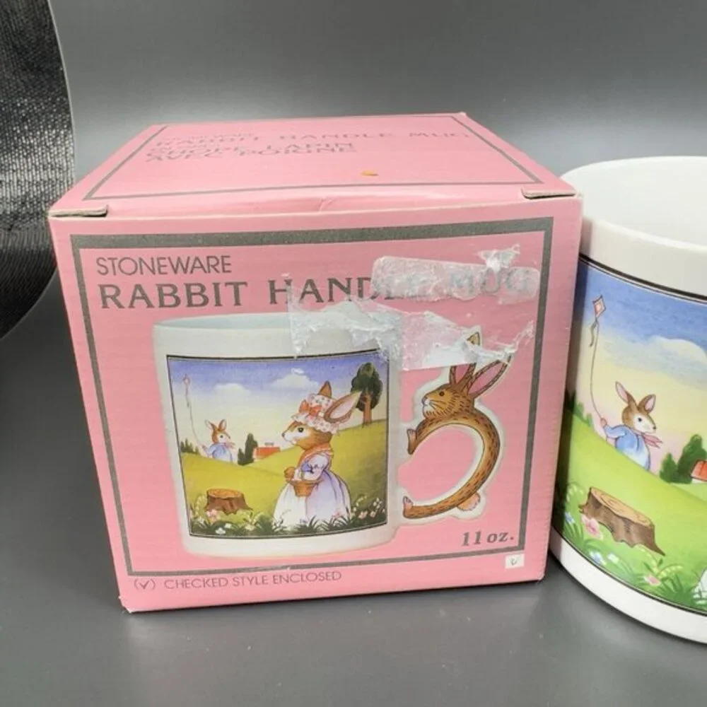 Vintage Peter Rabbit Mug with Bunny Handle Ceramic Made in Japan 11oz New In Box